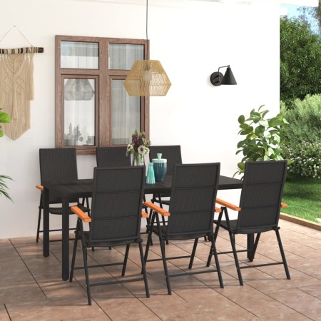 Juego de comedor para jardín 7 piezas negro y marrón de vidaXL, Conjuntos de jardín - Ref: Foro24-3060086, Precio: 657,05 €, ...