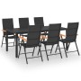 Juego de comedor para jardín 7 piezas negro y marrón de vidaXL, Conjuntos de jardín - Ref: Foro24-3060086, Precio: 657,05 €, ...