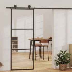 Puerta corredera con herrajes ESG vidrio y aluminio 76x205 cm de vidaXL, Puertas - Ref: Foro24-3081939, Precio: 212,62 €, Des...