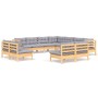 Juego de muebles de jardín 11 pzas y cojines madera maciza pino de vidaXL, Conjuntos de jardín - Ref: Foro24-3096862, Precio:...