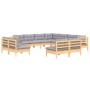 Juego de muebles de jardín 11 pzas y cojines madera maciza pino de vidaXL, Conjuntos de jardín - Ref: Foro24-3096862, Precio:...