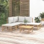 Set de muebles de jardín 6 piezas bambú con cojines gris claro en Conjuntos de jardín | Comprar online en Foru.es
