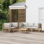 Set de muebles de jardín 6 piezas bambú con cojines gris claro en Conjuntos de jardín | Comprar online en Foru.es