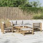 Set de muebles de jardín 8 piezas bambú y cojines gris claro en Conjuntos de jardín | Comprar online en Foru.es