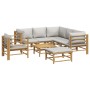 Set de muebles de jardín 8 piezas bambú y cojines gris claro en Conjuntos de jardín | Comprar online en Foru.es