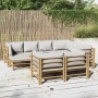 Set de muebles de jardín 10 piezas bambú y cojines gris claro en Conjuntos de jardín | Comprar online en Foru.es