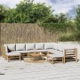 Set de muebles de jardín 11 piezas bambú y cojines gris claro en Conjuntos de jardín | Comprar online en Foru.es