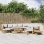 Set de muebles de jardín 12 piezas bambú y cojines gris claro en Conjuntos de jardín | Comprar online en Foru.es
