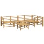 Set de muebles de jardín 6 piezas bambú con cojines gris claro en Conjuntos de jardín | Comprar online en Foru.es