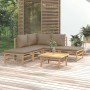 Set de muebles de jardín 6 piezas bambú con cojines gris taupé en Conjuntos de jardín | Comprar online en Foru.es