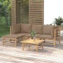 Set de muebles de jardín 5 piezas bambú y cojines gris taupé en Conjuntos de jardín | Comprar online en Foru.es