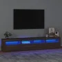 Mueble de TV con luces LED marrón roble 210x35x40 cm de vidaXL, Muebles TV - Ref: Foro24-3152737, Precio: 179,46 €, Descuento: %