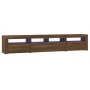 Mueble de TV con luces LED marrón roble 210x35x40 cm de vidaXL, Muebles TV - Ref: Foro24-3152737, Precio: 179,46 €, Descuento: %