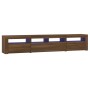 Mueble de TV con luces LED marrón roble 210x35x40 cm de vidaXL, Muebles TV - Ref: Foro24-3152737, Precio: 170,23 €, Descuento: %