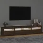Mueble de TV con luces LED marrón roble 210x35x40 cm de vidaXL, Muebles TV - Ref: Foro24-3152737, Precio: 179,46 €, Descuento: %