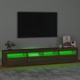 Mueble de TV con luces LED marrón roble 210x35x40 cm de vidaXL, Muebles TV - Ref: Foro24-3152737, Precio: 170,23 €, Descuento: %