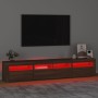 Mueble de TV con luces LED marrón roble 210x35x40 cm de vidaXL, Muebles TV - Ref: Foro24-3152737, Precio: 170,23 €, Descuento: %
