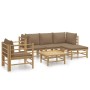 Set de muebles de jardín 6 piezas bambú con cojines gris taupé en Conjuntos de jardín | Comprar online en Foru.es