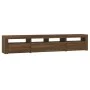 Mueble de TV con luces LED marrón roble 210x35x40 cm de vidaXL, Muebles TV - Ref: Foro24-3152737, Precio: 179,46 €, Descuento: %