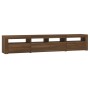 Mueble de TV con luces LED marrón roble 210x35x40 cm de vidaXL, Muebles TV - Ref: Foro24-3152737, Precio: 170,23 €, Descuento: %