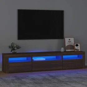 Mueble de TV con luces LED marrón roble 195x35x40 cm de vidaXL, Muebles TV - Ref: Foro24-3152745, Precio: 168,59 €, Descuento: %