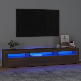 Mueble de TV con luces LED marrón roble 195x35x40 cm de vidaXL, Muebles TV - Ref: Foro24-3152745, Precio: 155,12 €, Descuento: %