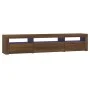 Mueble de TV con luces LED marrón roble 195x35x40 cm de vidaXL, Muebles TV - Ref: Foro24-3152745, Precio: 168,59 €, Descuento: %