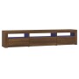 Mueble de TV con luces LED marrón roble 195x35x40 cm de vidaXL, Muebles TV - Ref: Foro24-3152745, Precio: 155,12 €, Descuento: %
