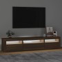 Mueble de TV con luces LED marrón roble 195x35x40 cm de vidaXL, Muebles TV - Ref: Foro24-3152745, Precio: 155,12 €, Descuento: %