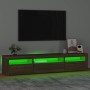 Mueble de TV con luces LED marrón roble 195x35x40 cm de vidaXL, Muebles TV - Ref: Foro24-3152745, Precio: 155,12 €, Descuento: %