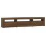 Mueble de TV con luces LED marrón roble 195x35x40 cm de vidaXL, Muebles TV - Ref: Foro24-3152745, Precio: 168,59 €, Descuento: %