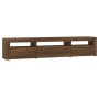 Mueble de TV con luces LED marrón roble 195x35x40 cm de vidaXL, Muebles TV - Ref: Foro24-3152745, Precio: 155,12 €, Descuento: %