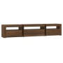 Mueble de TV con luces LED marrón roble 195x35x40 cm de vidaXL, Muebles TV - Ref: Foro24-3152745, Precio: 155,12 €, Descuento: %