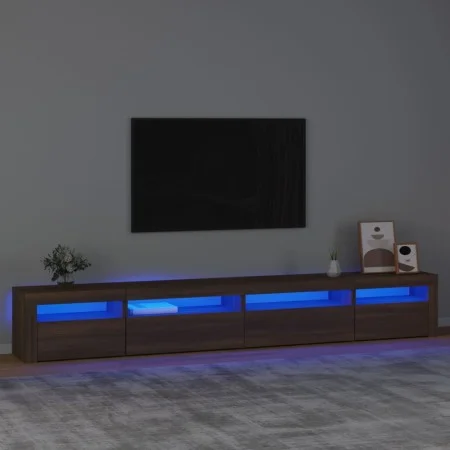 Mueble de TV con luces LED roble marrón 270x35x40 cm de vidaXL, Muebles TV - Ref: Foro24-3152753, Precio: 216,26 €, Descuento: %