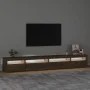 Mueble de TV con luces LED roble marrón 270x35x40 cm de vidaXL, Muebles TV - Ref: Foro24-3152753, Precio: 216,26 €, Descuento: %