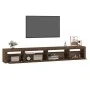 Mueble de TV con luces LED roble marrón 270x35x40 cm de vidaXL, Muebles TV - Ref: Foro24-3152753, Precio: 216,26 €, Descuento: %