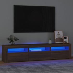 Mueble de TV con luces LED color marrón roble 180x35x40 cm de vidaXL, Muebles TV - Ref: Foro24-3152761, Precio: 149,59 €, Des...