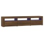 Mueble de TV con luces LED color marrón roble 180x35x40 cm de vidaXL, Muebles TV - Ref: Foro24-3152761, Precio: 149,59 €, Des...