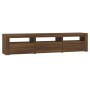 Mueble de TV con luces LED color marrón roble 180x35x40 cm de vidaXL, Muebles TV - Ref: Foro24-3152761, Precio: 149,59 €, Des...