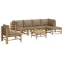 Set de muebles de jardín 7 piezas bambú y cojines gris taupe en Conjuntos de jardín | Comprar online en Foru.es