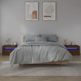 Mesitas de noche con LED 2 uds marrón roble 60x35x40 cm de vidaXL, Mesitas de noche - Ref: Foro24-3144974, Precio: 150,68 €, ...