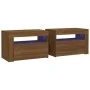 Mesitas de noche con LED 2 uds marrón roble 60x35x40 cm de vidaXL, Mesitas de noche - Ref: Foro24-3144974, Precio: 150,68 €, ...