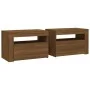 Mesitas de noche con LED 2 uds marrón roble 60x35x40 cm de vidaXL, Mesitas de noche - Ref: Foro24-3144974, Precio: 150,68 €, ...