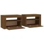 Mesitas de noche con LED 2 uds marrón roble 60x35x40 cm de vidaXL, Mesitas de noche - Ref: Foro24-3144974, Precio: 150,68 €, ...