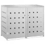 Cobertizo contenedor de basura doble acero inoxidable 240L de vidaXL, Soportes para contenedores de residuos - Ref: Foro24-14...