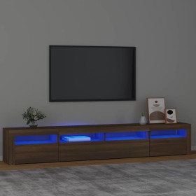 Mueble de TV con luces LED marrón roble 240x35x40 cm de vidaXL, Muebles TV - Ref: Foro24-3152729, Precio: 181,40 €, Descuento: %