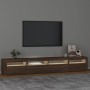 Mueble de TV con luces LED marrón roble 240x35x40 cm de vidaXL, Muebles TV - Ref: Foro24-3152729, Precio: 181,40 €, Descuento: %