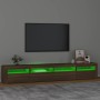 Mueble de TV con luces LED marrón roble 240x35x40 cm de vidaXL, Muebles TV - Ref: Foro24-3152729, Precio: 181,40 €, Descuento: %