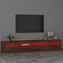 Mueble de TV con luces LED marrón roble 240x35x40 cm de vidaXL, Muebles TV - Ref: Foro24-3152729, Precio: 181,40 €, Descuento: %