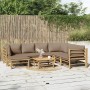 Set de muebles de jardín 8 piezas bambú y cojines gris taupé en Conjuntos de jardín | Comprar online en Foru.es